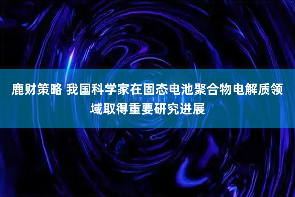 鹿财策略 我国科学家在固态电池聚合物电解质领域取得重要研究进展